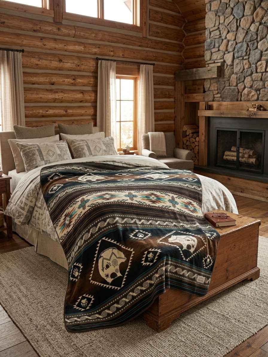 OLDTRIBES™ Bear Cubs Reversible Alpaca Blanket