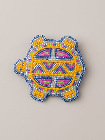 Beaded turtle Barrette Yellow accent