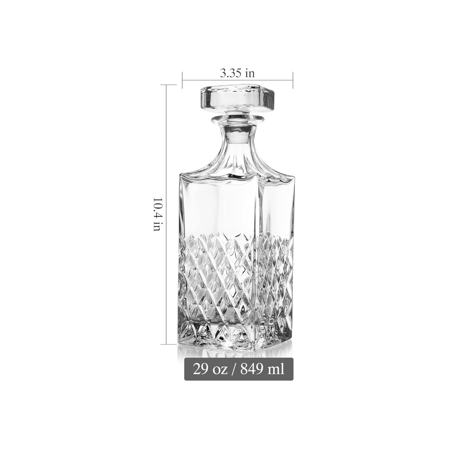 Crystal-Cut Square Whisky Decanter with Glass Stopper — 29oz