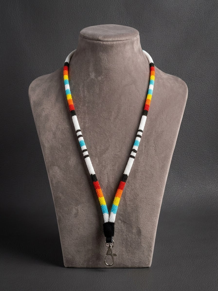 Round Beaded Lanyard(White)