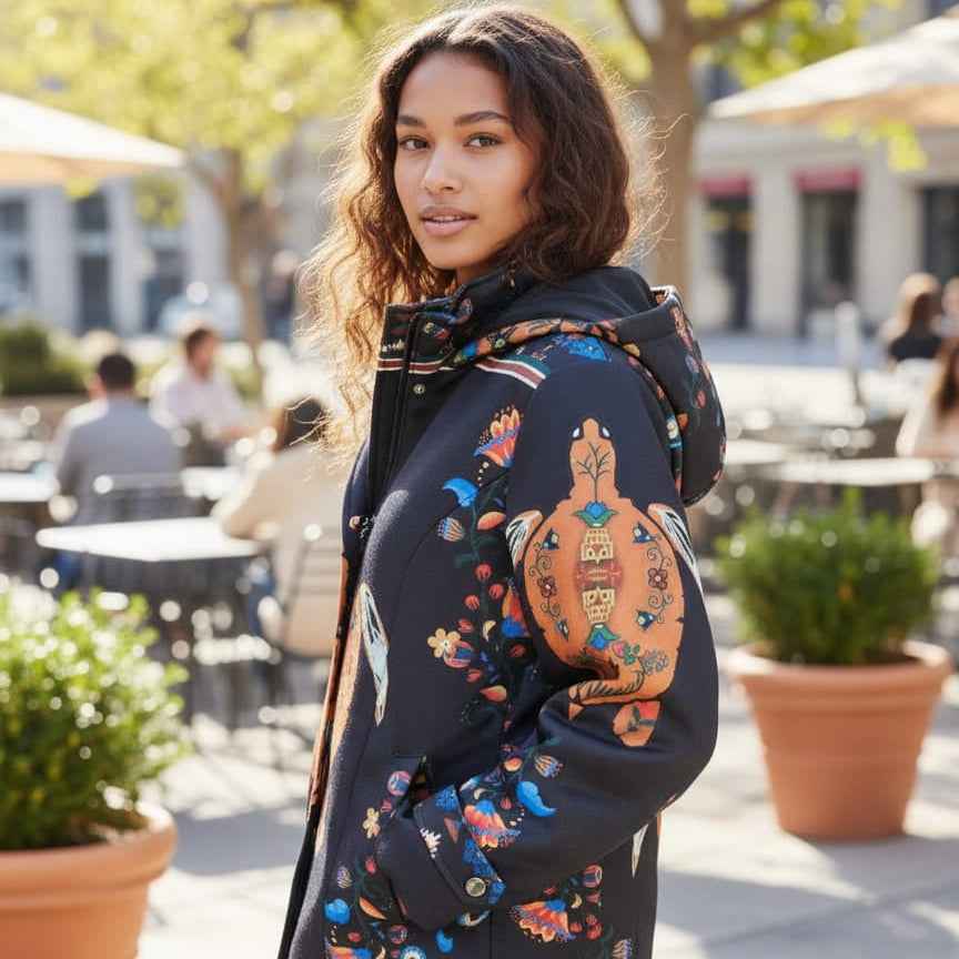 Navy blue Turtle 3/4-Length Coat