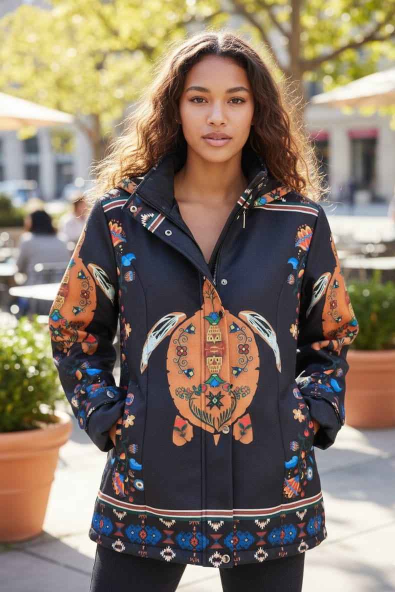 Navy blue Turtle 3/4-Length Coat