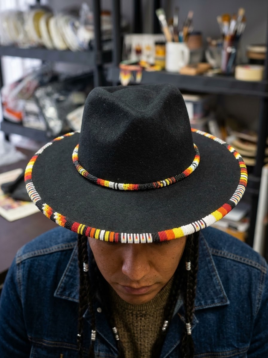 Size-59 Handmade Beaded Hat