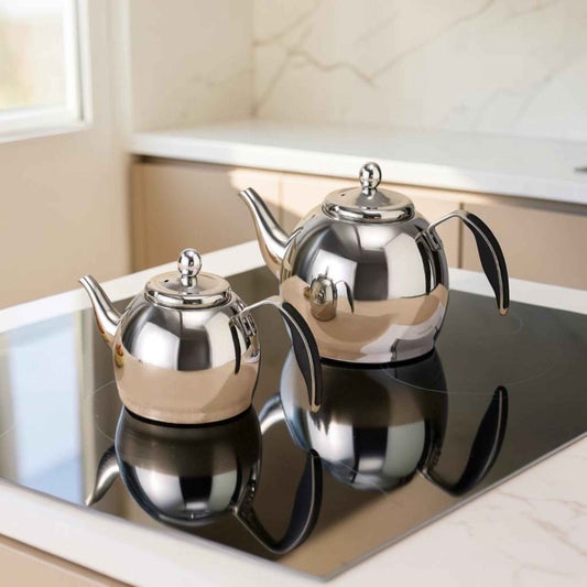 Stainless Steel Turkish Çaydanlık Double Teapot Set — 1L Teapot & 2L Kettle | Induction Ready