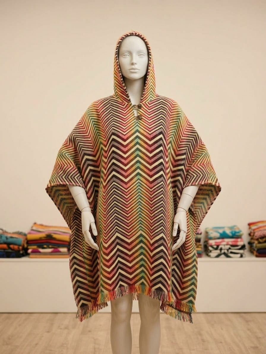 Southwestern style HandMade Wool Poncho
