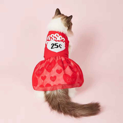 25¢ Kisses Valentine Dog Dress – Red Heart Puppy Outfit