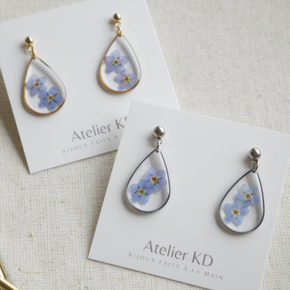 Boucles d’oreilles duo myosotis - goutte 22mm