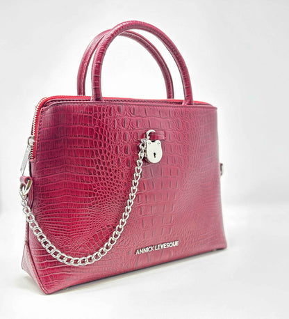 Sac à Main en Cuir Rouge croco, Miranda