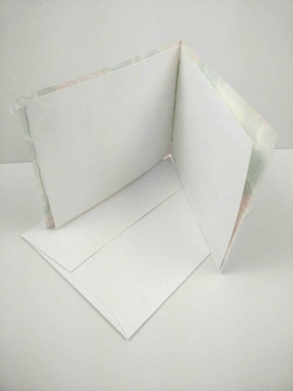 Handsewn Chiyogami Cotton Rag Blank Card | Spring Blossoms