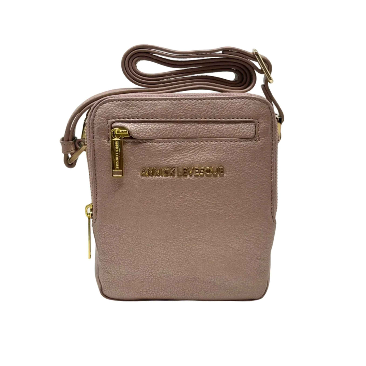 Petit sac en cuir rose platine —  Nadine