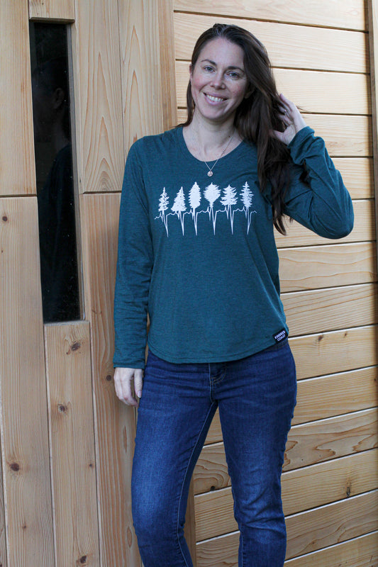 TREELINE - Women's Eco Long Sleeve Tee - Heather Green