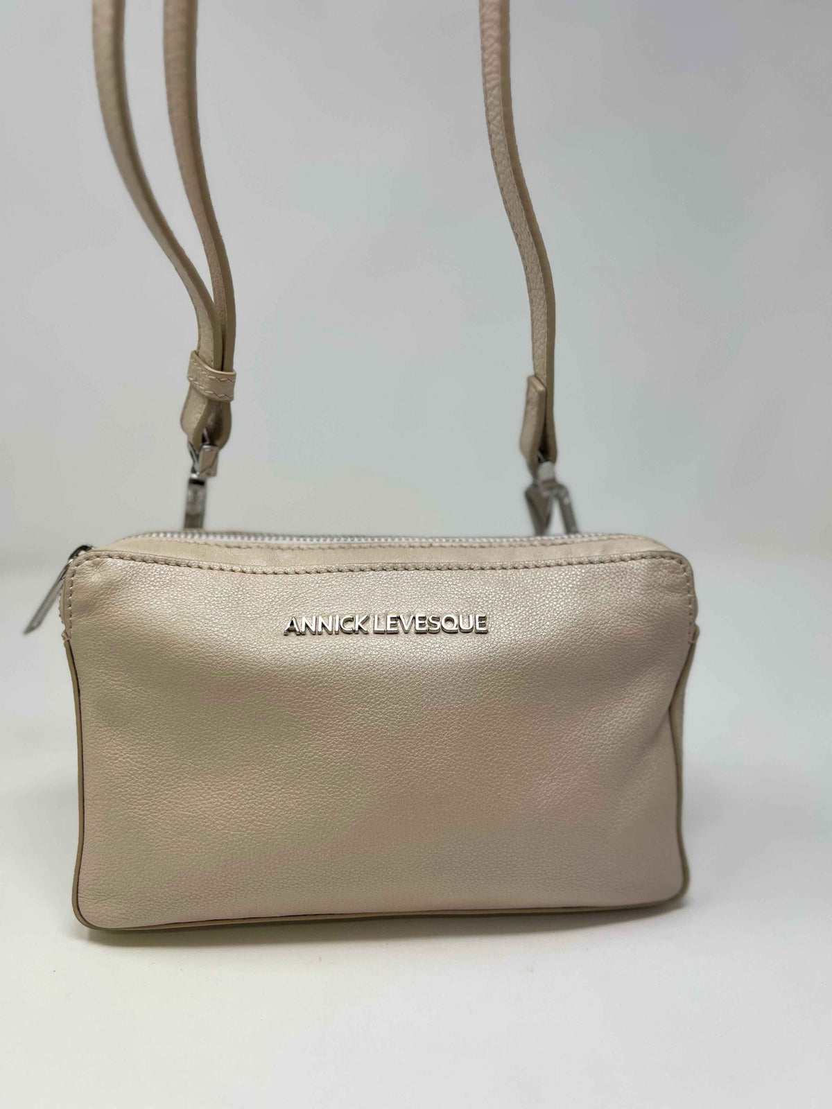 Petit sac bandoulière en Cuir Champagne, Annie