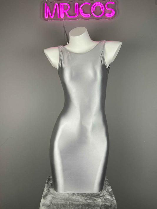 Sleeveless Tight Spandex Casual Halter Dress Basic Stretchy Wrap Party Dress