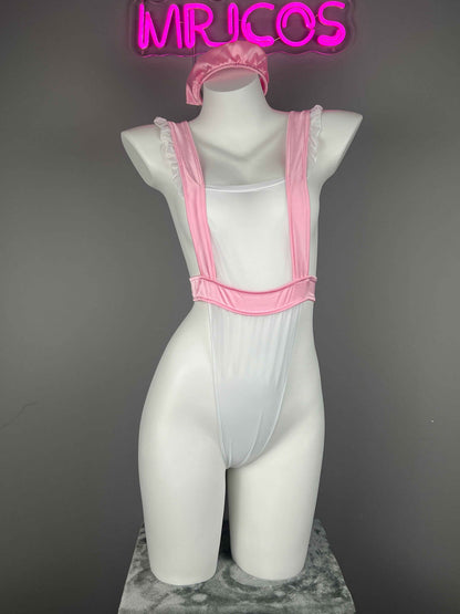 Sexy Maid Sheer Halter Bodysuit Lingerie Set with Headband