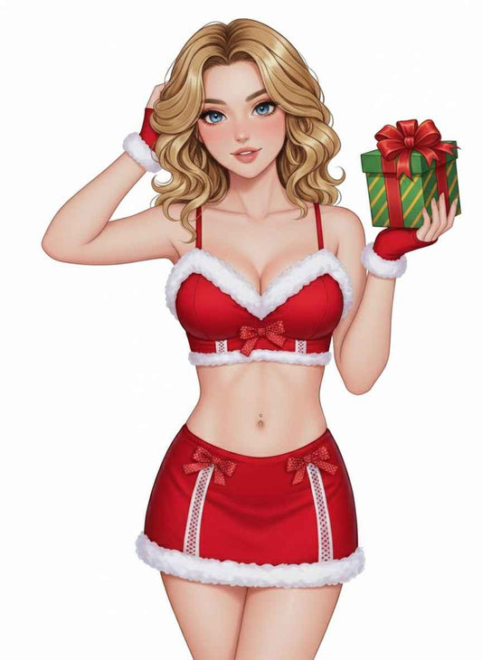 Festive 3-Piece Christmas Cosplay Costume Sexy Holiday Party Lingerie Set