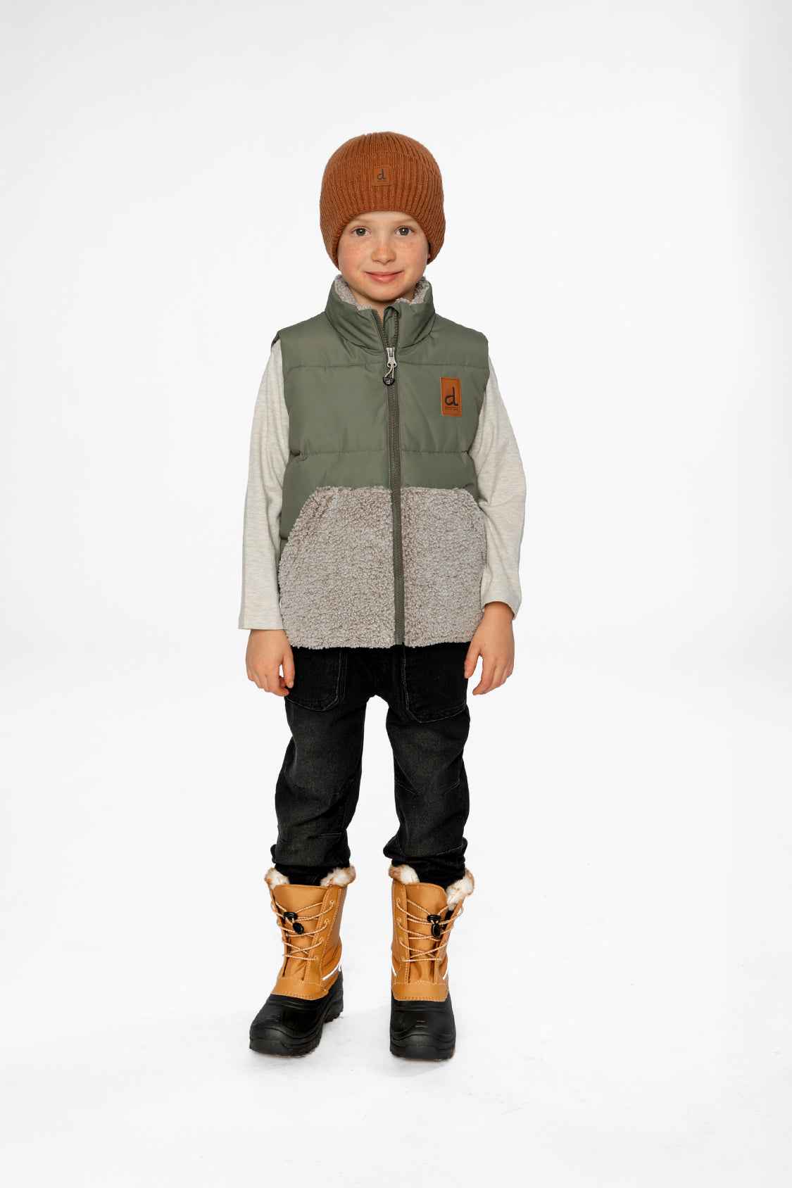 Sleeveless Mid-Season Vest Olive Green