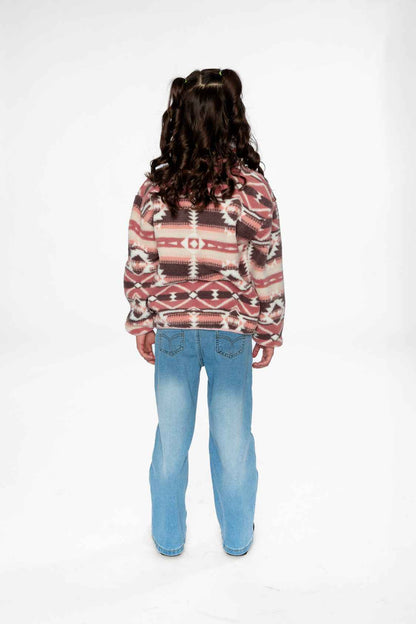Mid-Season Plush Pullover Jacket Aztec Pink