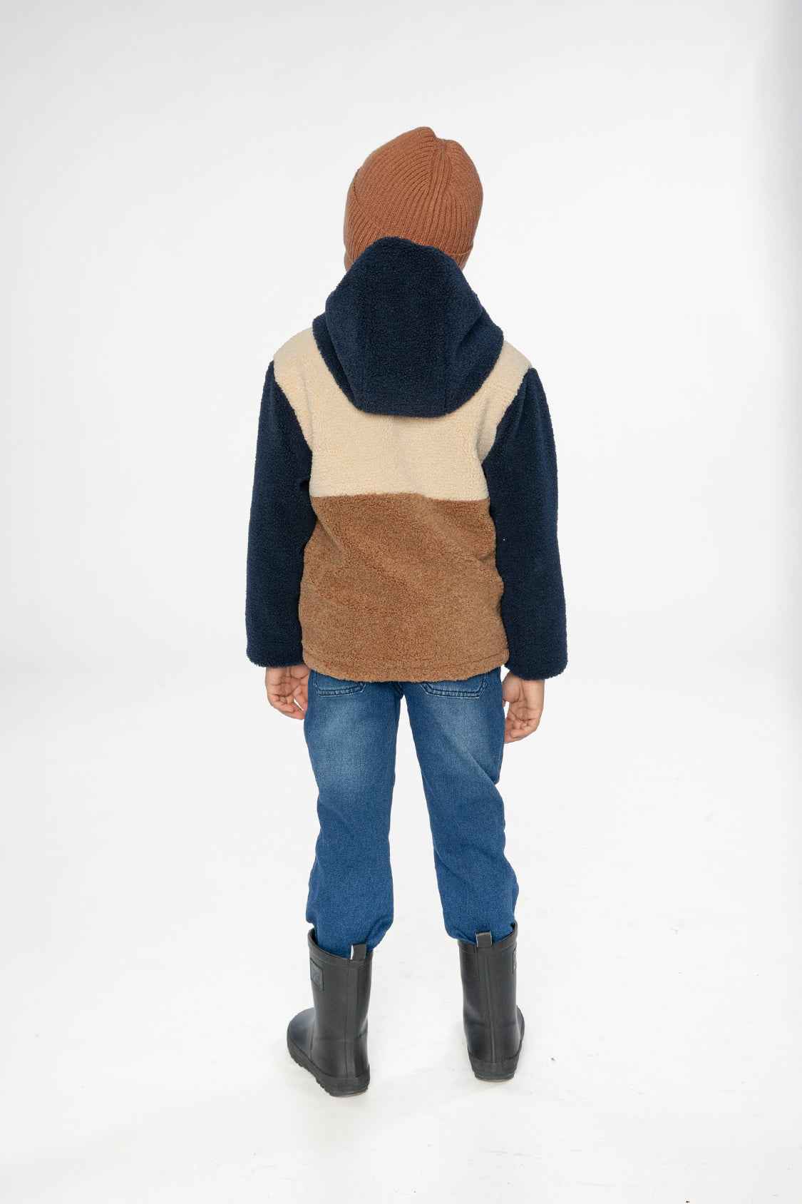 Reversible Mid-Season Jacket Dark Blue, Beige And Brown