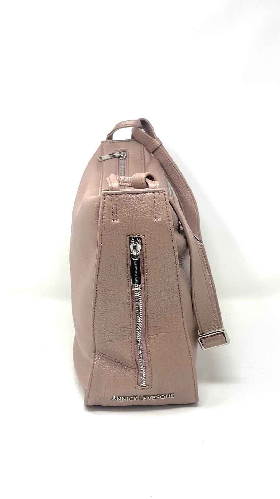 sac à main souple en bandoulière, rose platine, Julie