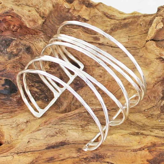 Open Strand Metal Cuff - Silver Colour