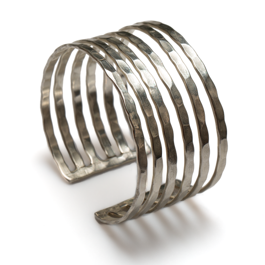 Six Strand Metal Cuff - Silver Colour