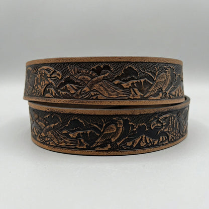 Keldon Grain Leather Men's Eagle Embossed Removable Buckle Belt