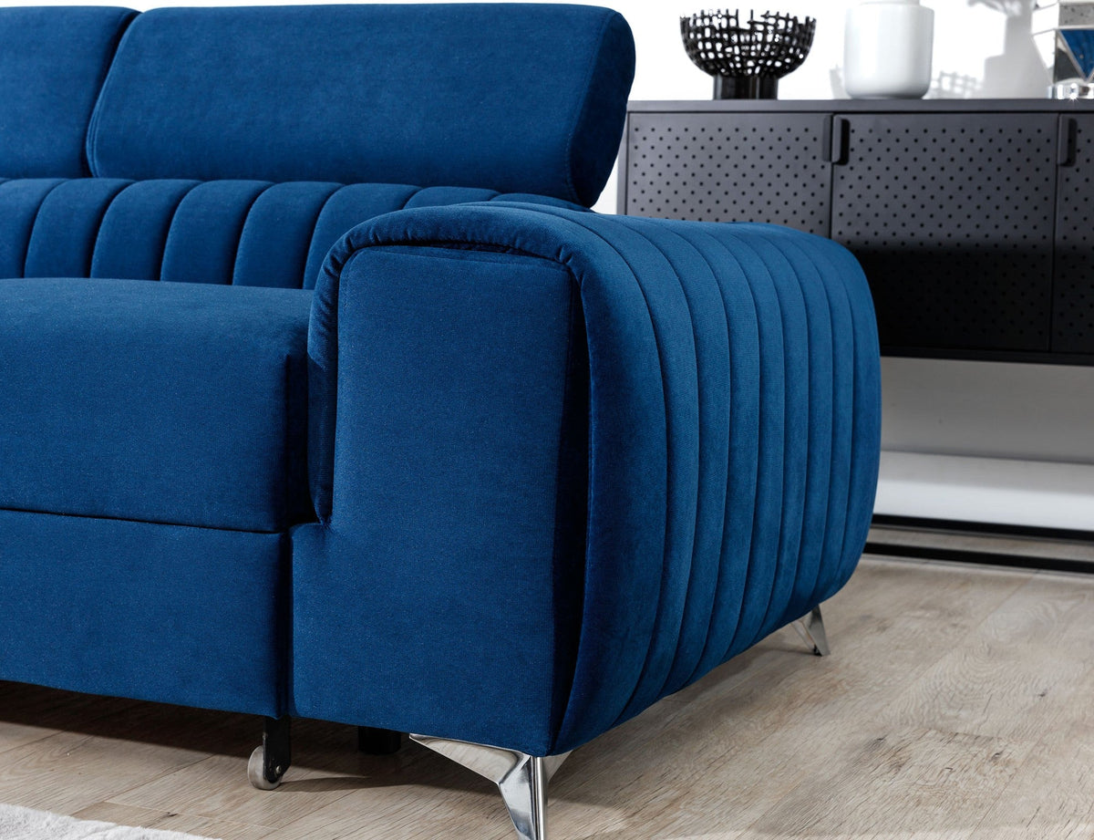 Laurence Sectional Storage Sleeper Chaise Sofa - Blue