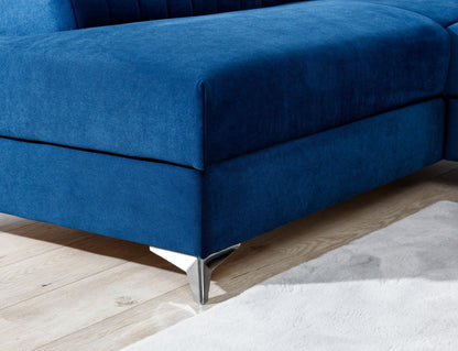 Laurence Sectional Storage Sleeper Chaise Sofa - Blue