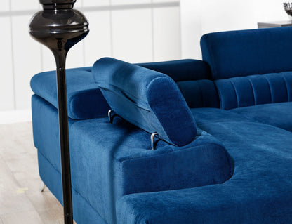 Laurence Sectional Storage Sleeper Chaise Sofa - Blue