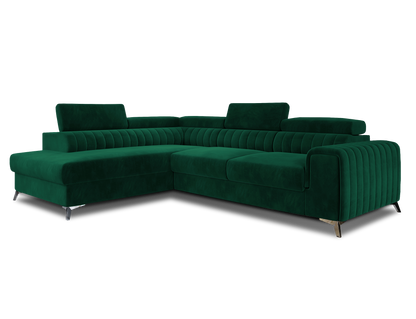 Laurence Sectional Storage Sleeper Chaise Sofa - Green