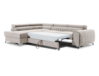 Laurence Sectional Storage Sleeper Chaise Sofa - Beige