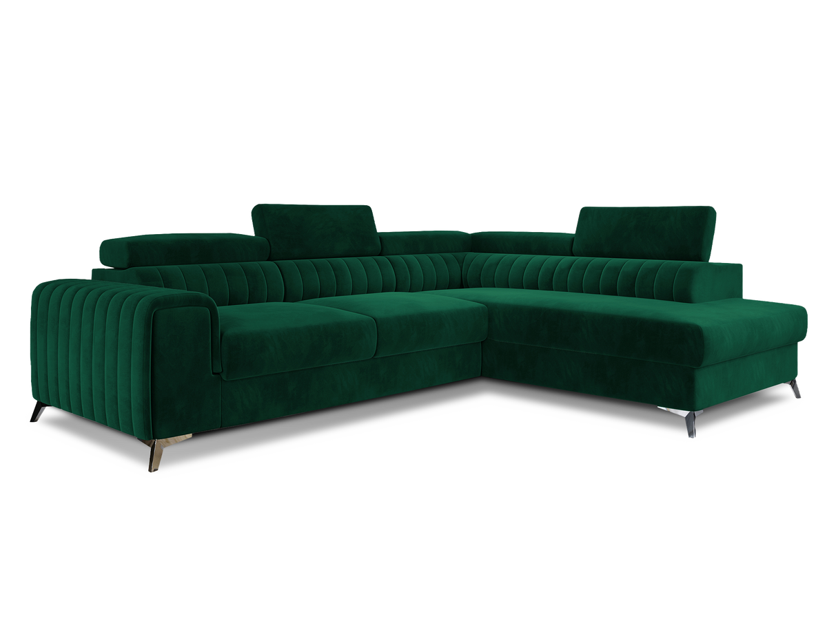 Laurence Sectional Storage Sleeper Chaise Sofa - Green