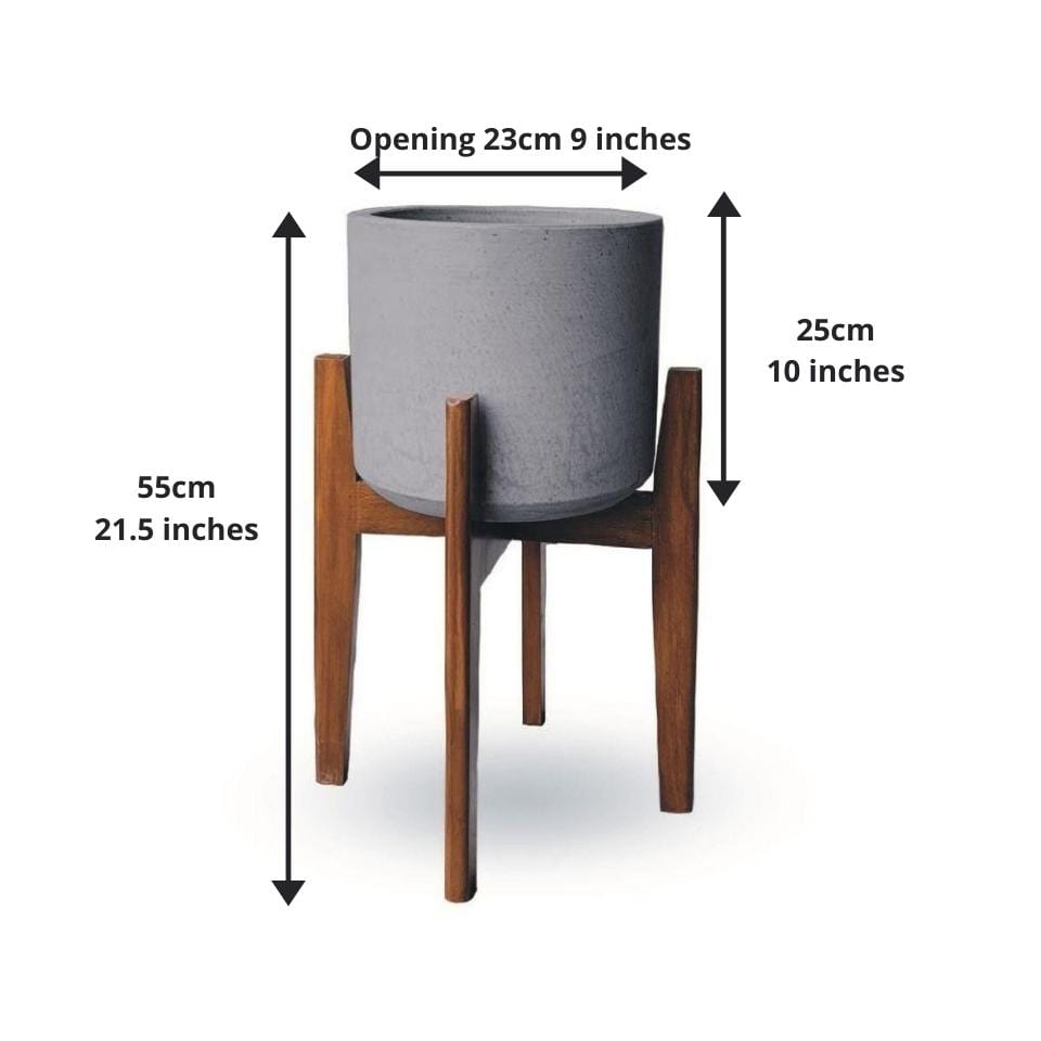 Lori Grey Pflanzgefäß im Mid-Century-Stil mit Holzständer