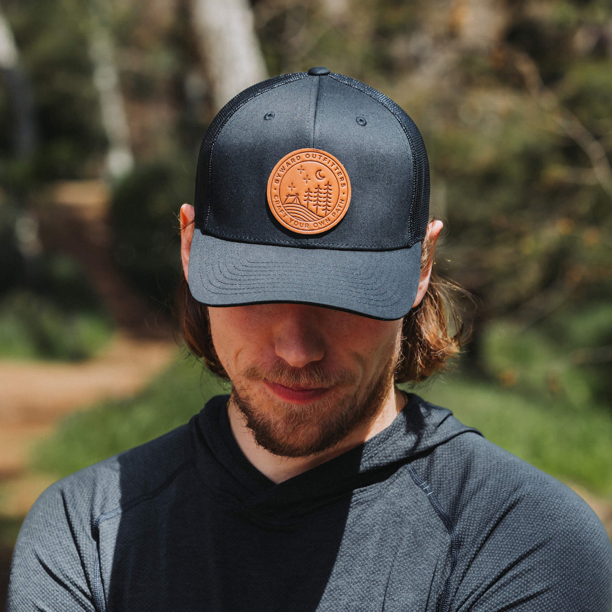 Stellar Night Leather Patch Trucker Hat