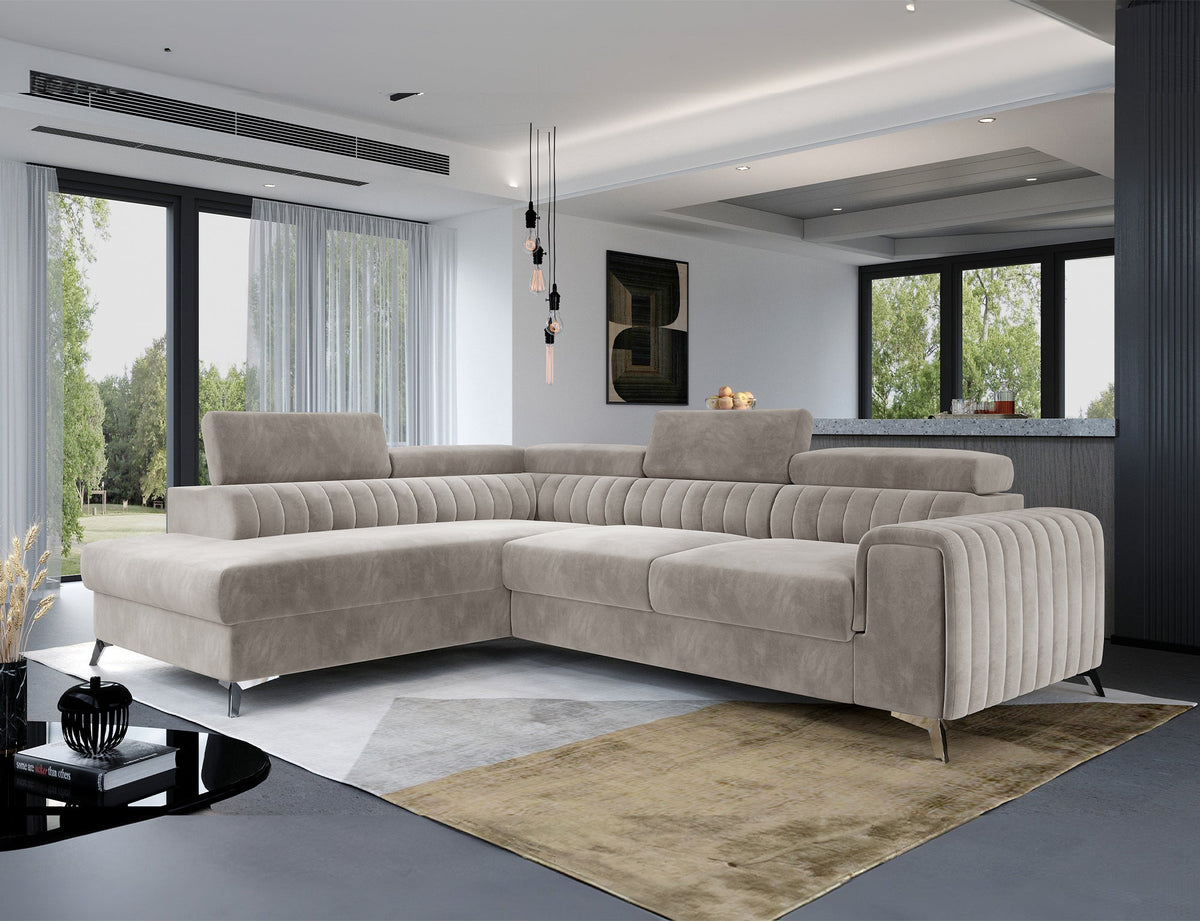 Laurence Sectional Storage Sleeper Chaise Sofa - Beige