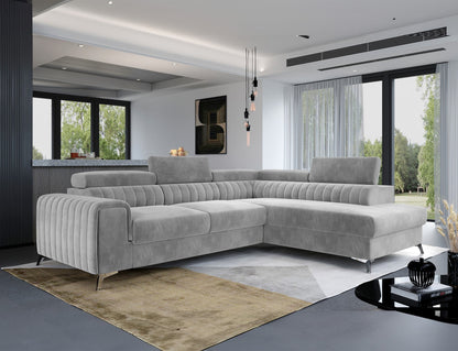 Laurence Sectional Storage Sleeper Chaise Sofa - Light Grey