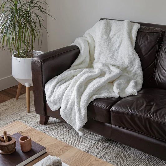 White Solid Double Layered Throw
