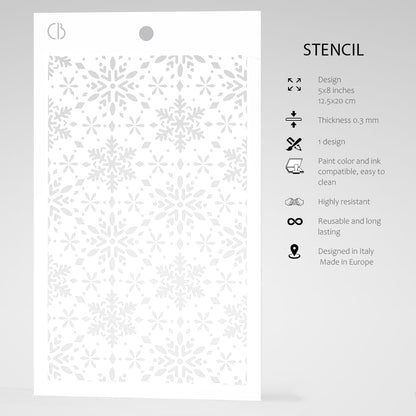 Ciao Bella Texture Stencil 5"x8" Snowflakes