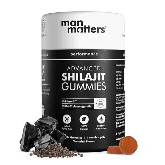 Man Matters Pure Himalayan Shilajit/Shilajeet Gummies Advanced With 75% Fulvic Acid, Ksm 66 Ashwagandha & Black Pepper | Boosts Stamina & Improves Energy Levels | No Added Sugar