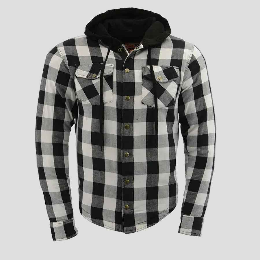 Milwaukee Leather Men's Plaid Flannel Armored Shirt Jacket