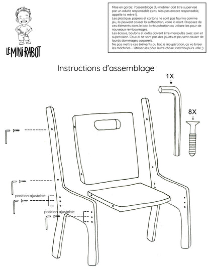 Erweiterungsset für Tisch und Stühle aus Holz für Kinder – Le Mini Curieux