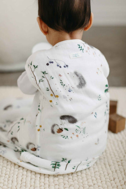Baby Bamboo Muslin Sleep Sack 0.5 TOG - Hedgehogs