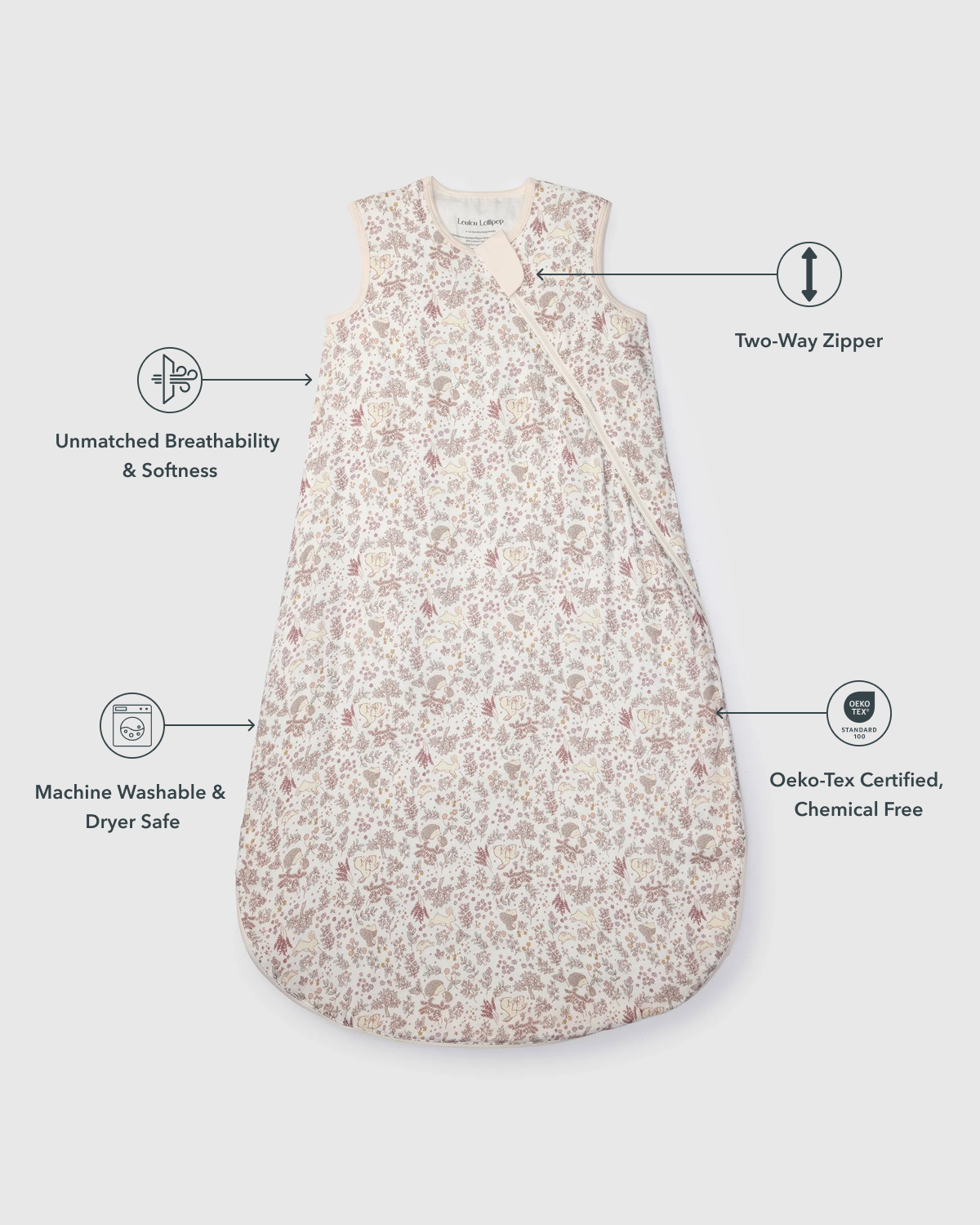 Baby Bamboo Muslin Sleep Sack 0.5 TOG - Hedgehog Forest