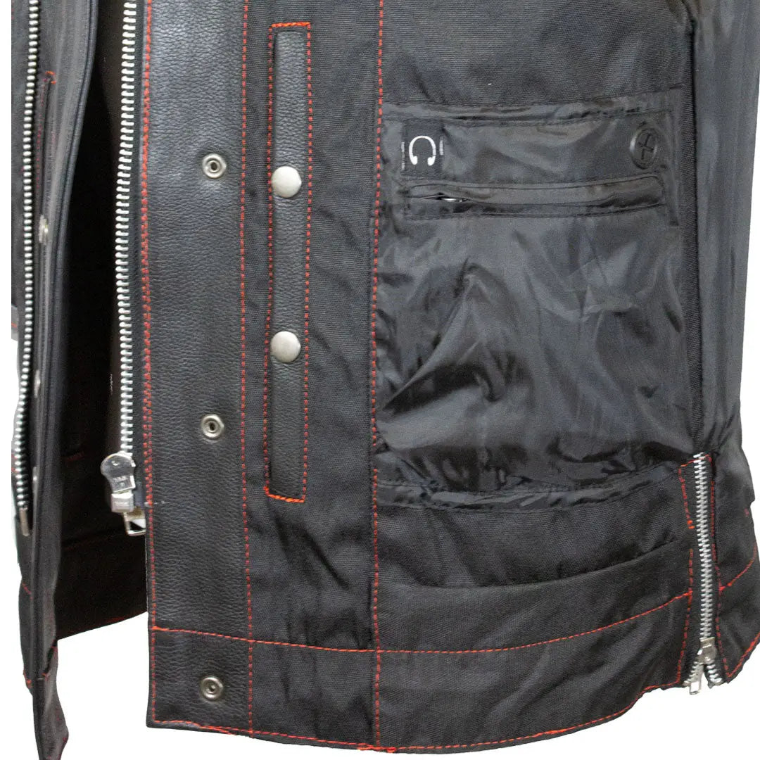Open Road Men's Upside Leather Vest with Stitched Diamonds
