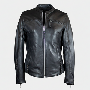 Open Road Women's Racer Leather Motorcycle Jacket