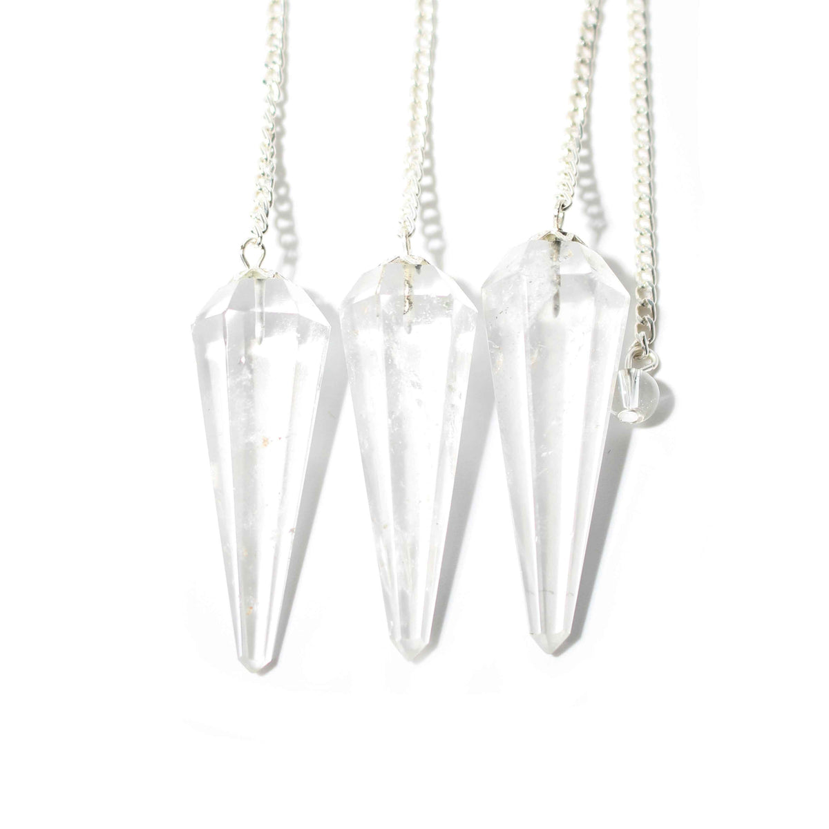 Clear Quartz Pendulum 6 Facet & Bead - 3 Pack