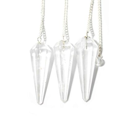 Clear Quartz Pendulum 6 Facet & Bead - 3 Pack