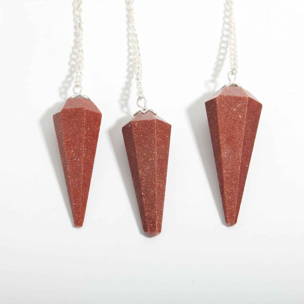 Brown Goldstone Pendulum 6 Facet & Bead - 3 Pack