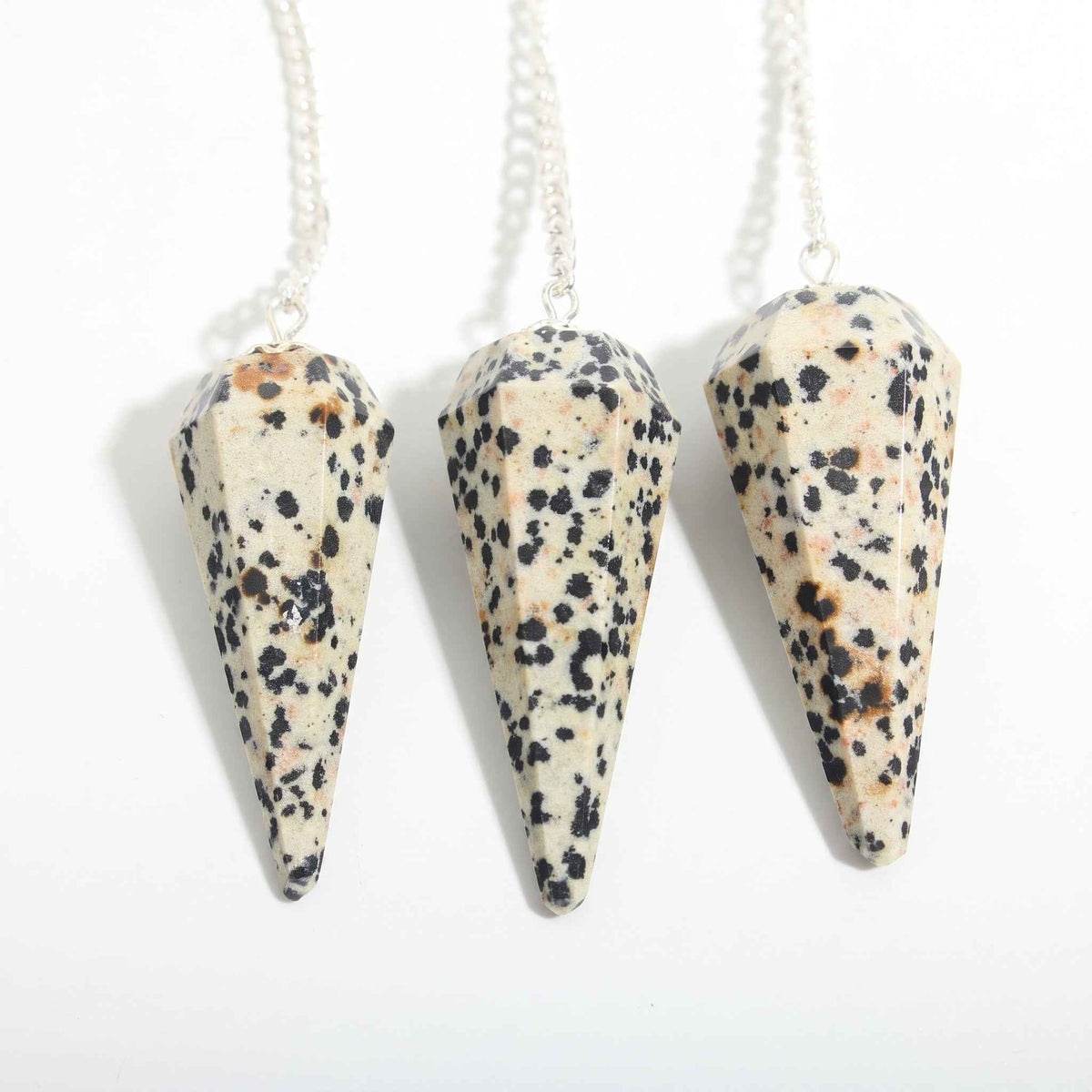 Dalmatian Jasper Pendulum 6 Facet & Bead - 3 Pack