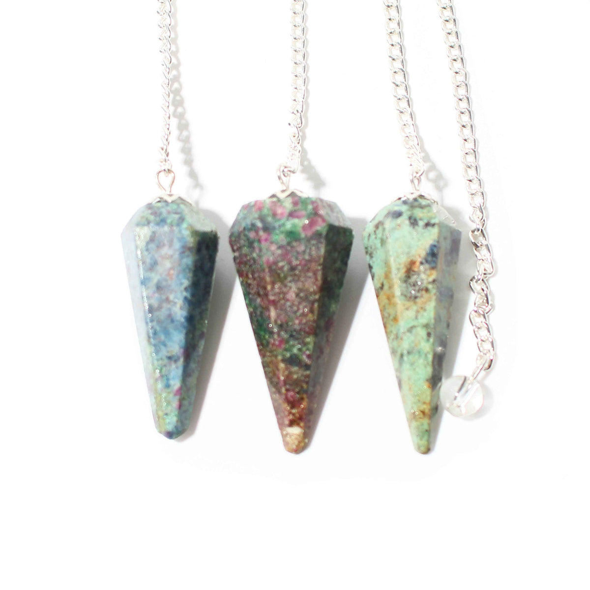 Ruby Zoisite Pendulum 6 Facet & Bead - 3 Pack
